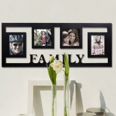 AdecoTrading 4 Opening "Family" Hearts Collage Picture Frame ADEC1815
